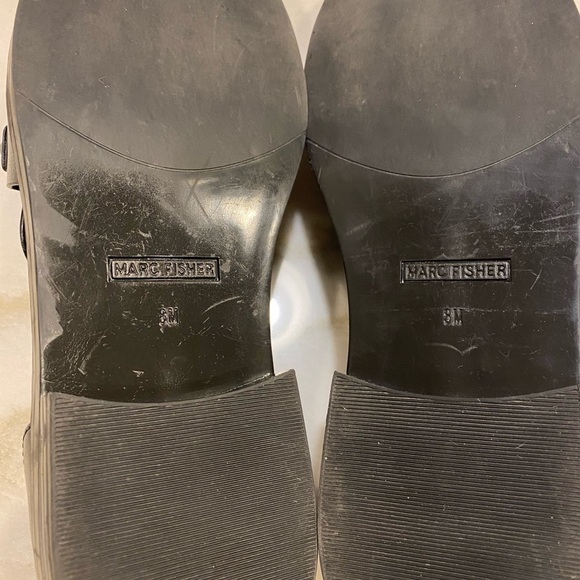 Marc Fisher Loafers size 8 Black Faux Leather Studded - Picture 10 of 13